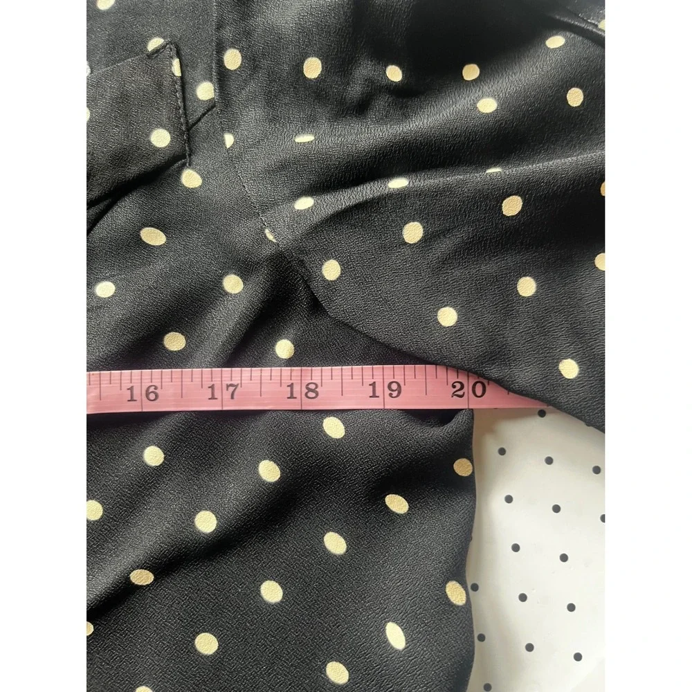 Vintage Virgo 2 Piece Skirt Suit Set Black Polka Dot Short Sleeve Blazer Sz 10